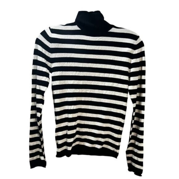 NWOT ZARA Women's Soft Knit Mock‎ Neck with Stripes Small - Picture 1 of 5